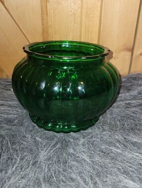 Mcm A.L.R CO Deep Emerald Green Glass Decorative Vase / Planter  Vintage 1950s